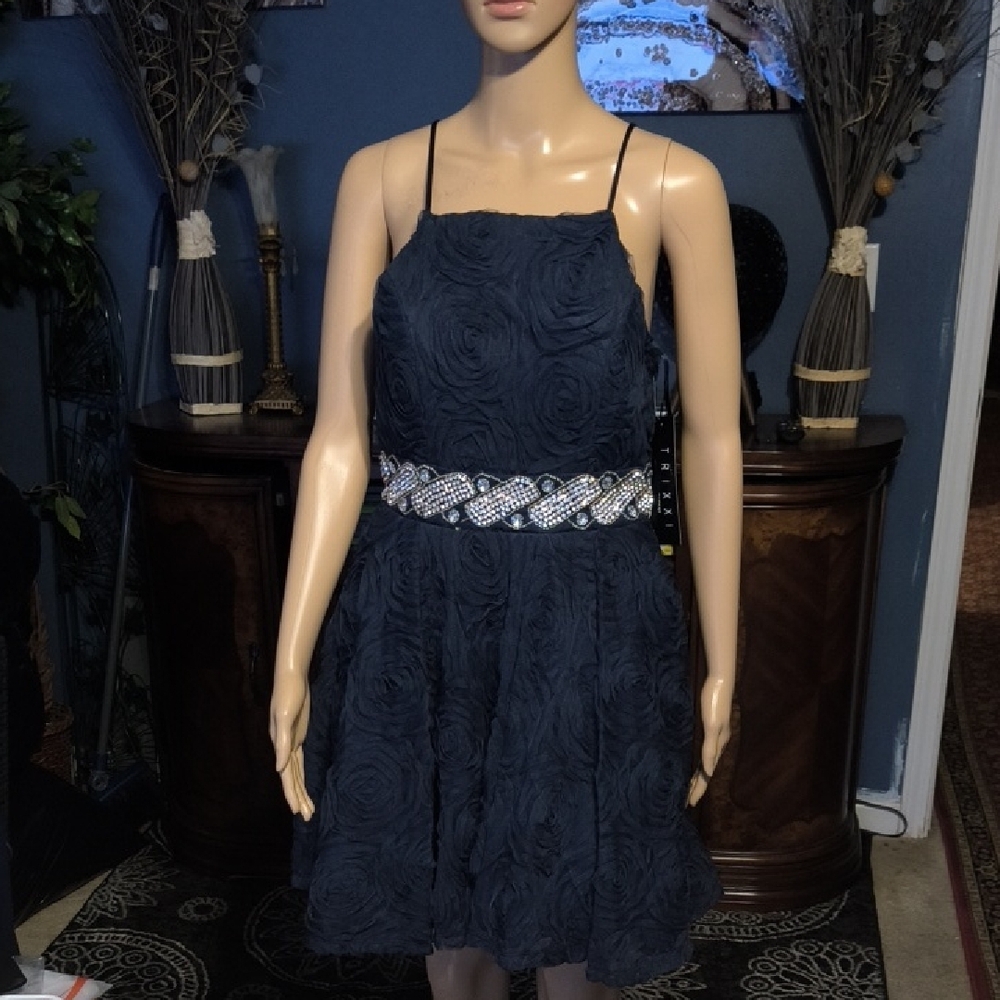 Elegant Navy Blue Sleeveless Dress